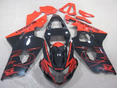 Cheap 2004-2005 Suzuki GSXR 750 Motorcycle Fairings - Red Glossy Black