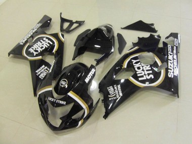 Cheap 2004-2005 Suzuki GSXR 750 Motorcycle Fairings - Glossy Black White Lucky Strike Motul