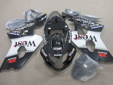 Cheap 2004-2005 Suzuki GSXR 750 Motorcycle Fairings - Glossy Black White West Mobil