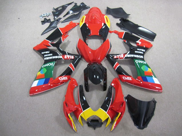 2006-2007 Suzuki GSXR 750 Motorcycle Fairings - Red Black Yellow Green JOMO