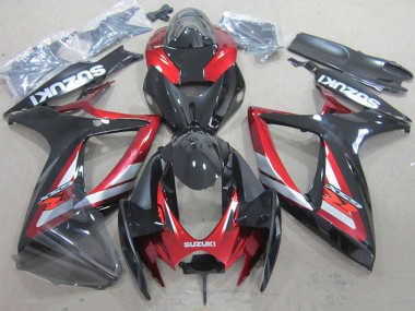 Cheap 2006-2007 Suzuki GSXR 750 Motorcycle Fairings - Red Glossy Black