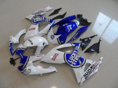Cheap 2006-2007 Suzuki GSXR 750 Motorcycle Fairings - White Blue Lucky Strike Motul 34