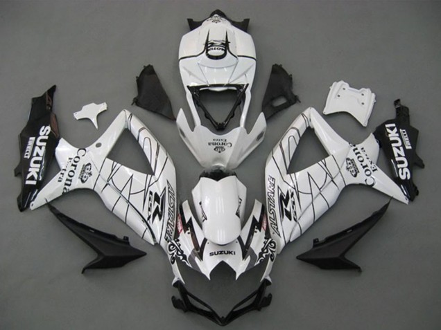 2008-2010 Suzuki GSXR 750 Motorcycle Fairings - White Black Corona Extra Alstare