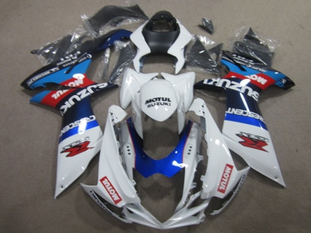 2011-2024 Suzuki GSXR 750 Motorcycle Fairings - White Blue Motul