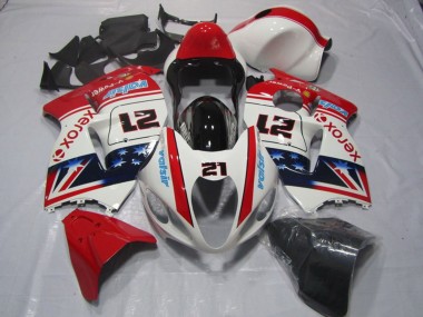 Cheap 1996-2007 Suzuki GSXR 1300 Hayabusa Motorcycle Fairings - White Red Blue Xerox 21