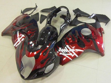 Cheap 1996-2007 Suzuki GSXR 1300 Hayabusa Motorcycle Fairings - Glossy Black Red Flame
