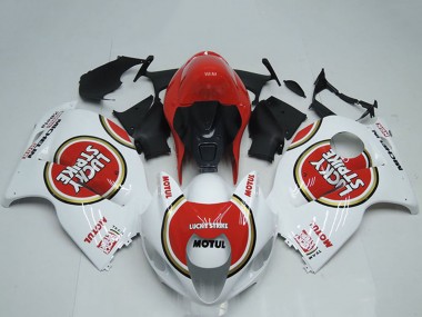 Cheap 1996-2007 Suzuki GSXR 1300 Hayabusa Motorcycle Fairings - White Red Lucky Strike Motul