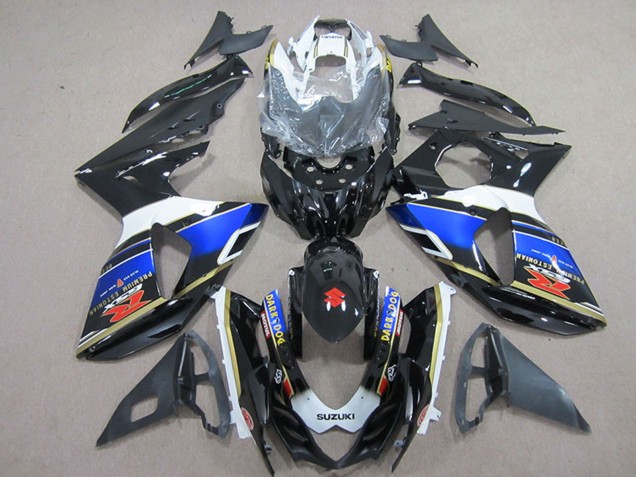 2009-2016 Suzuki GSXR 1000 Motorcycle Fairings - White Blue Black Dark Dog