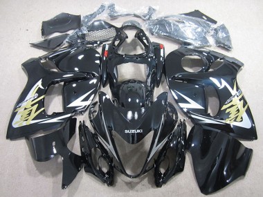Cheap 2008-2020 Suzuki GSXR 1300 Hayabusa Motorcycle Fairings - Glossy Black White Gold Decal