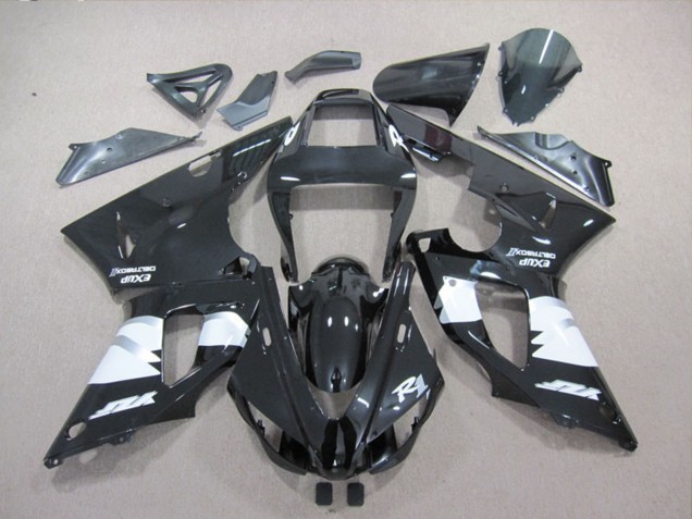 1998-1999 Yamaha YZF R1 Motorcycle Fairings - Glossy Black White