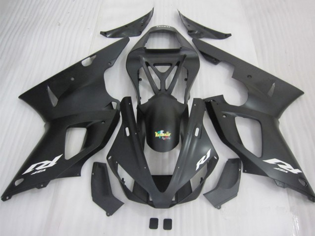 2000-2001 Yamaha YZF R1 Motorcycle Fairings - Matte Black White Decal