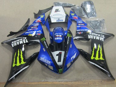 Cheap 2002-2003 Yamaha YZF R1 Motorcycle Fairings - White Blue Black Neon Yellow Monster Graves 1