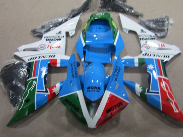 2002-2003 Yamaha YZF R1 Motorcycle Fairings - White Blue Green Red Black Motul