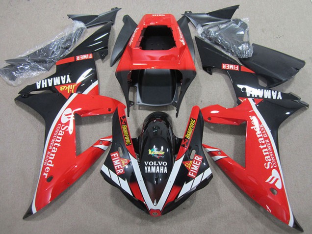 2004-2006 Yamaha YZF R1 Motorcycle Fairings - Red White Glossy Black Santander