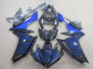 Cheap 2007-2008 Yamaha YZF R1 Motorcycle Fairing - Glossy Black Blue Flame