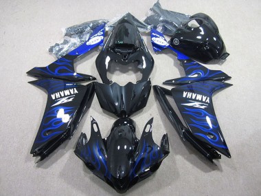Cheap 2007-2008 Yamaha YZF R1 Motorcycle Fairings - Glossy Black Blue Flame