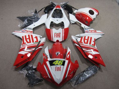 Cheap 2007-2008 Yamaha YZF R1 Motorcycle Fairings - White Red Fiat 46