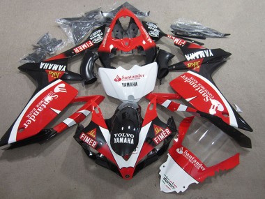Cheap 2007-2008 Yamaha YZF R1 Motorcycle Fairings - Red White Black Volvo Santander Fimer