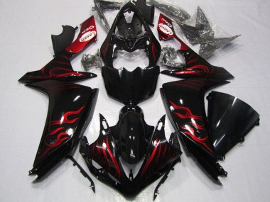 Cheap 2007-2008 Yamaha YZF R1 Motorcycle Fairing - Glossy Black Red Flame