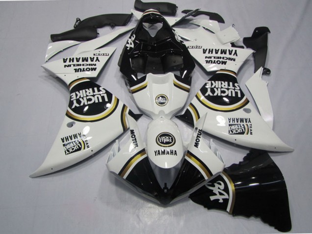 2009-2011 Yamaha YZF R1 Motorcycle Fairings - White Black Lucky Strike