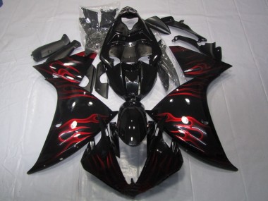 Cheap 2009-2011 Yamaha YZF R1 Motorcycle Fairing - Glossy Black Red Flame