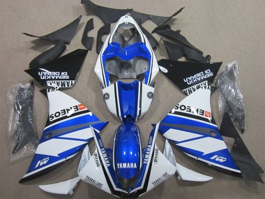 Cheap 2009-2011 Yamaha YZF R1 Motorcycle Fairings - White Blue Black ENEOS Yamalube M1 Semakin Didepan