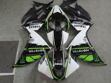 Cheap 2009-2011 Yamaha YZF R1 Motorcycle Fairings - White Black Green Monster Semakin Didepan
