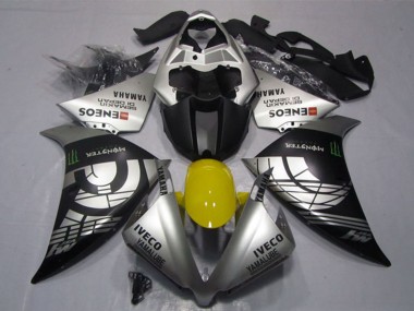 Cheap 2012-2014 Yamaha YZF R1 Motorcycle Fairings - Silver Black IVECO Yamalube ENEOS Monster