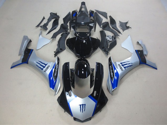2015-2019 Yamaha YZF R1 Motorcycle Fairings - Silver Blue Glossy Black Monster