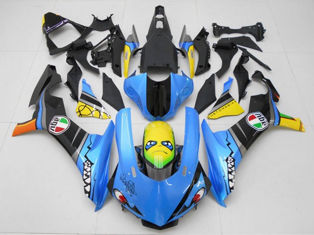 2015-2019 Yamaha YZF R1 Motorcycle Fairing Kits - Blue Yellow Shark