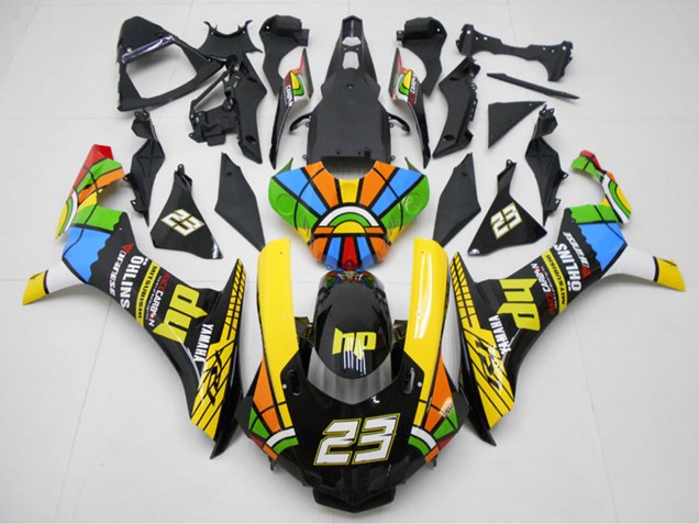 2015-2019 Yamaha YZF R1 Motorcycle Fairings - Yellow Red Blue Green HP Color Wheel 23