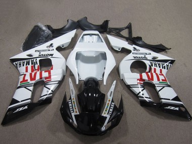 Cheap 1998-2002 Yamaha YZF R6 Motorcycle Fairings - White Glossy Black Fiat Motul Michelin
