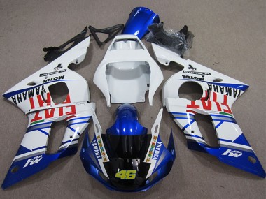 Cheap 1998-2002 Yamaha YZF R6 Motorcycle Fairings - White Blue Red Fiat Michelin Motul 46