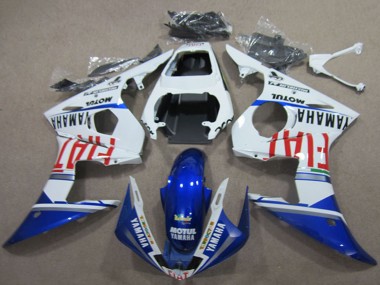 Cheap 2003-2004 Yamaha YZF R6 Motorcycle Fairings - White Blue Red Fiat Motul