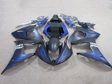 Cheap 2003-2004 Yamaha YZF R6 Motorcycle Fairings - Matte Black Blue Flame