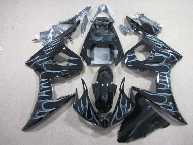 Cheap 2003-2004 Yamaha YZF R6 Motorcycle Fairings - Glossy Black Silver Flame