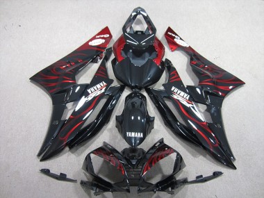 Cheap 2006-2007 Yamaha YZF R6 Motorcycle Fairings - Glossy Black Red Flame