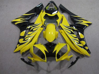 Cheap 2006-2007 Yamaha YZF R6 Motorcycle Fairings - Yellow Black Flame