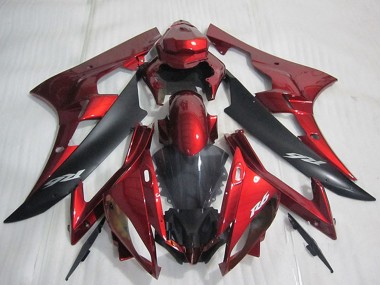 Cheap 2006-2007 Yamaha YZF R6 Bike Fairings - Red Matte Black