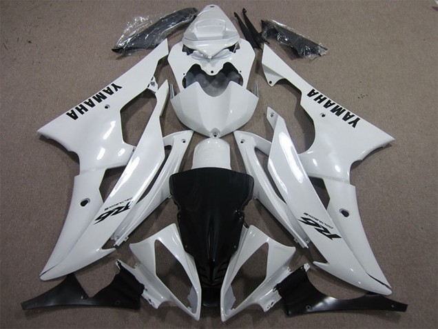 2008-2016 Yamaha YZF R6 Motorcycle Fairings - White Black Decals