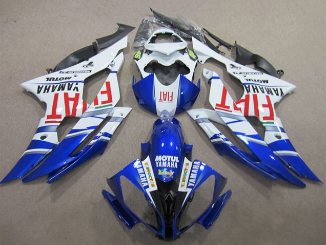 2008-2016 Yamaha YZF R6 Motorcycle Fairings - White Blue Red Fiat Motul Michelin 46