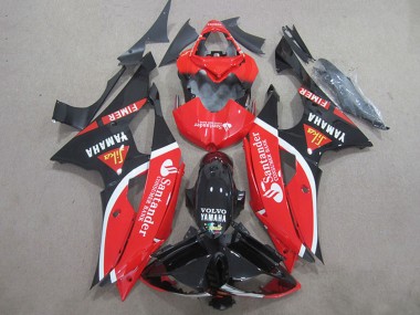 Cheap 2008-2016 Yamaha YZF R6 Motorcycle Fairings - Red White Glossy Black Volvo Santander Fimer