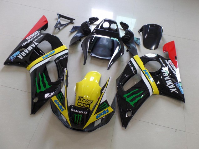 Cheapest 1998-2002 Black Yellow Monster Yamaha YZF R6 Bike Fairings