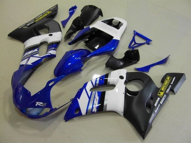 Cheapest 1998-2002 Blue White and Black Yamaha YZF R6 Motorcylce Fairings