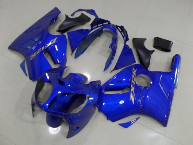 Cheapest 2000-2001 Blue with Gold Sticker Kawasaki ZX12R Replacement Motorcycle Fairings