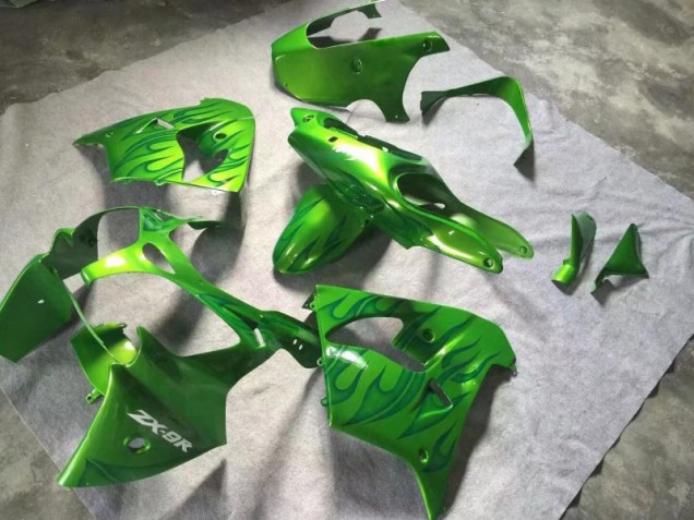Cheapest 2000-2001 Green Green Flame Kawasaki ZX9R Replacement Fairings