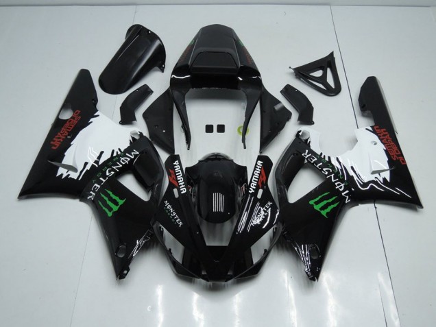 Cheapest 2000-2001 Black White Monster Yamaha YZF R1 Bike Fairing