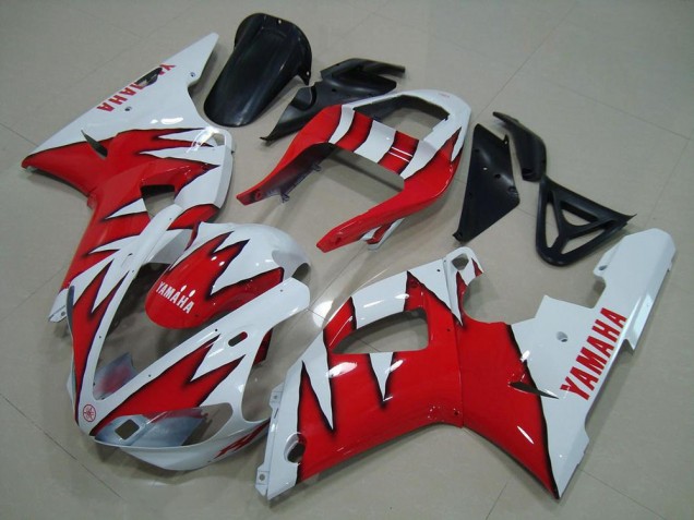 Cheapest 2000-2001 White Red Flame Yamaha YZF R1 Motorcylce Fairings