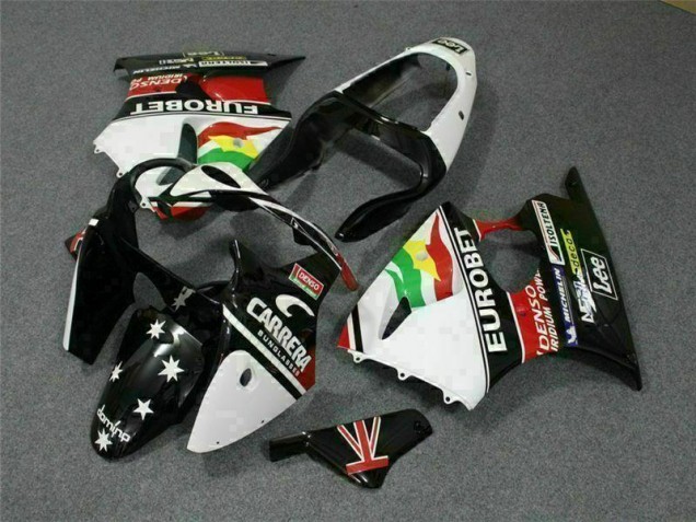 Cheapest 2000-2002 Black White Eurobet Kawasaki ZX6R Bike Fairing Cheapest 2000-2002 Black White Eurobet Kawasaki ZX6R Bike Fairing