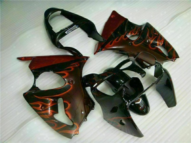 Cheapest 2000-2002 Black Red Flame Kawasaki ZX6R Motorcycle Fairing Kits